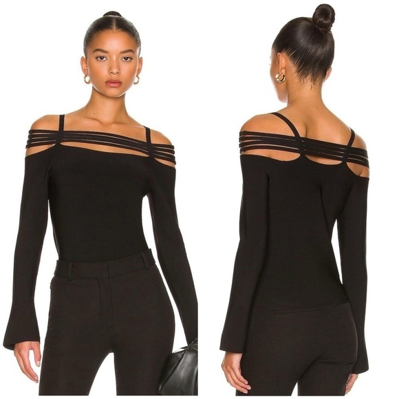JONATHAN SIMKHAI Sarah Rib Halter Top In Black - Picture 1 of 5